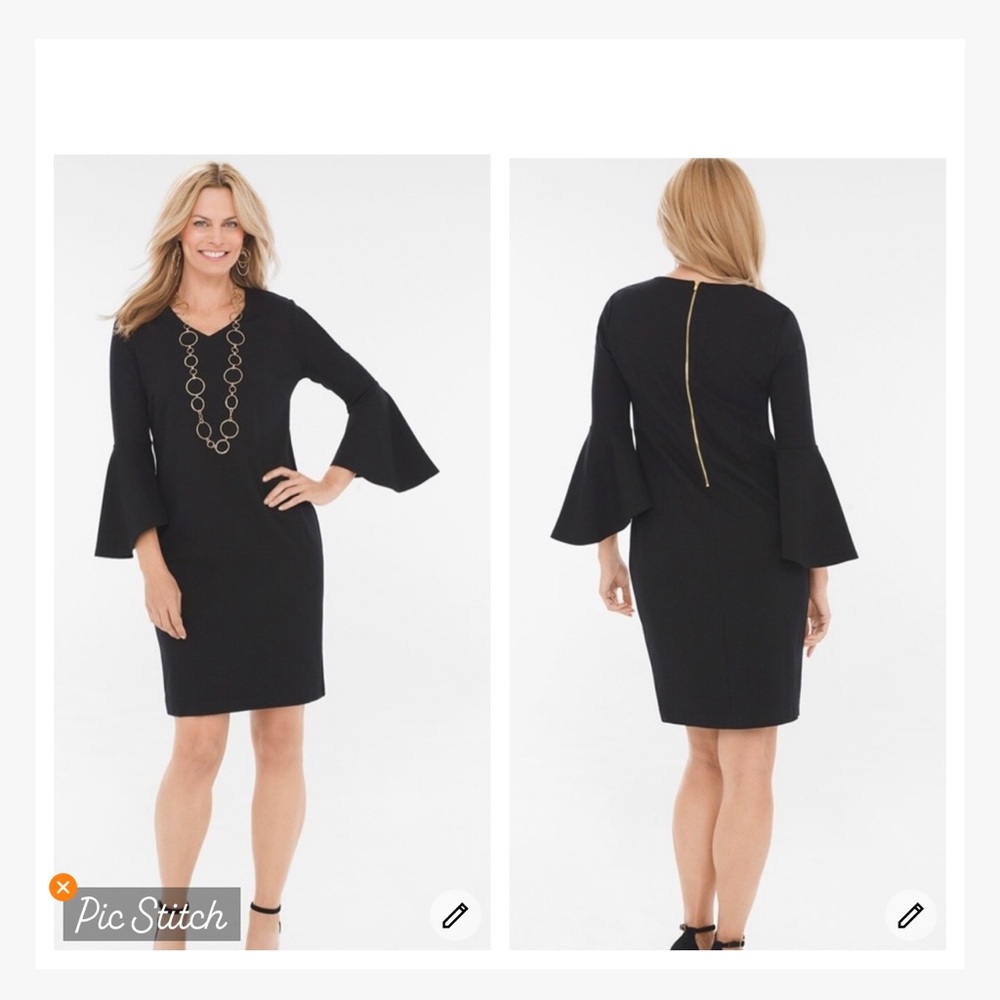 Chicos’s Ponte Flare Sheath Dress Black